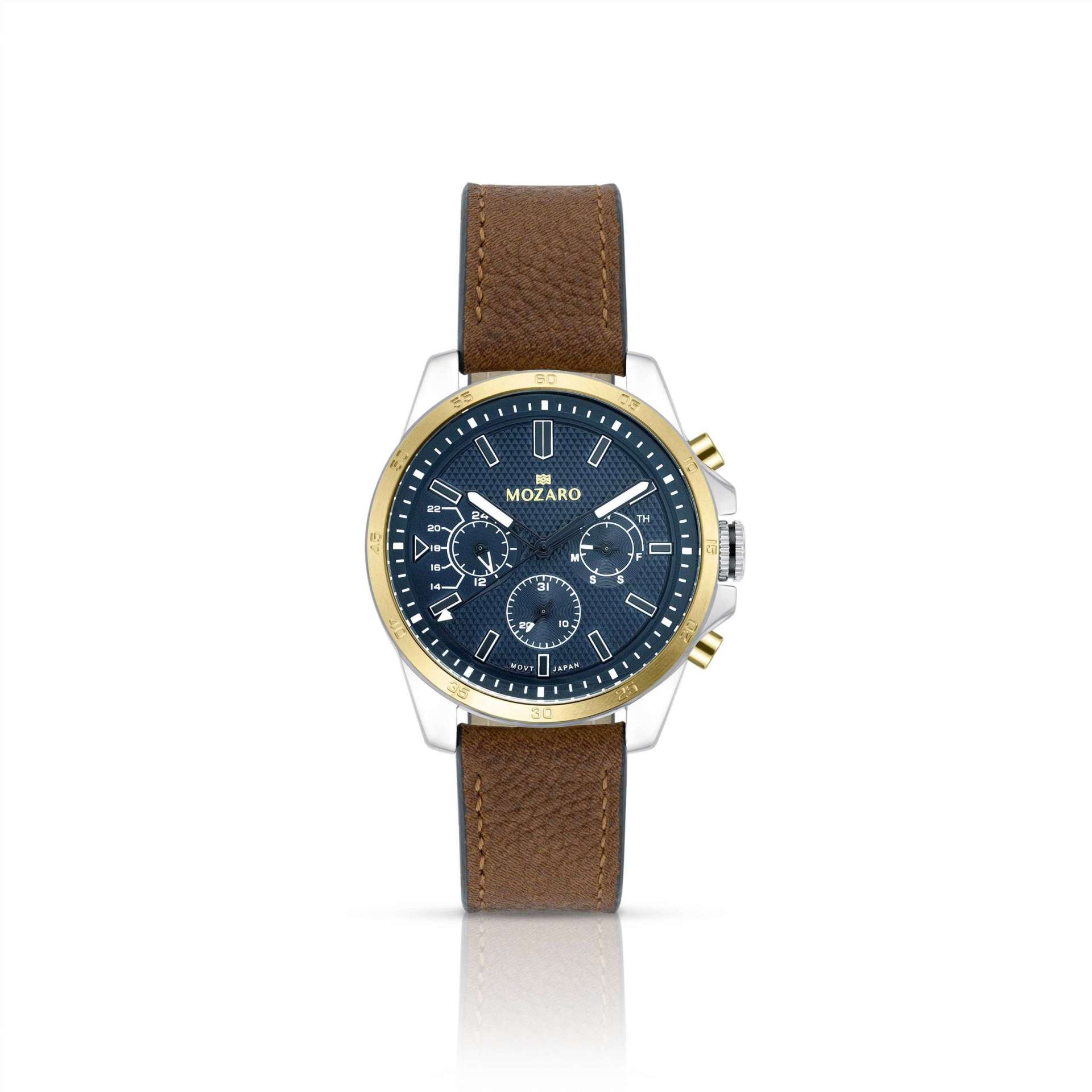 MOZARO Watch For Men with Blue Dial and Brown Leather MO-719368BLBR