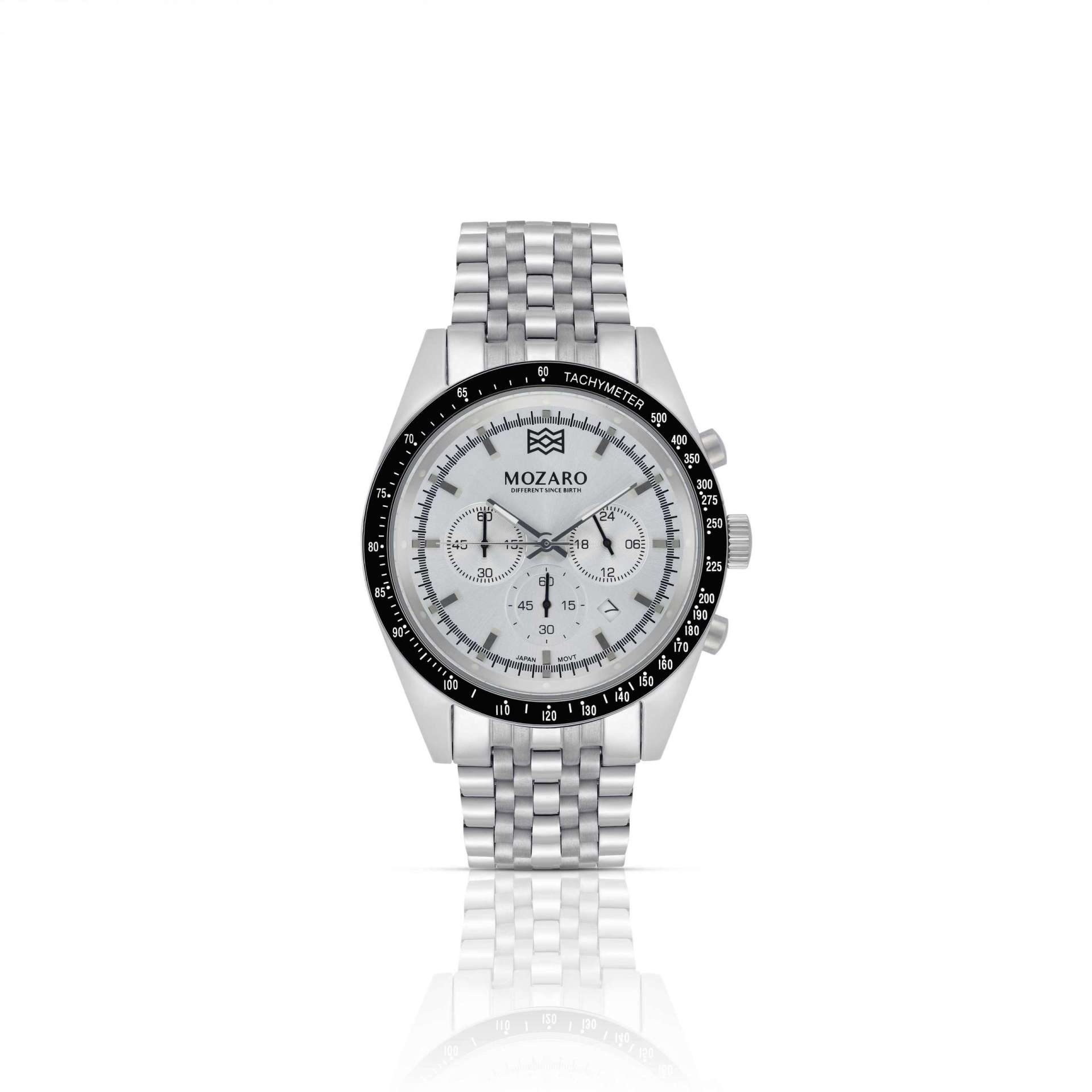 MOZARO Watch For Men with White Dial and Silver Stainless steel Strap MO-71931WS