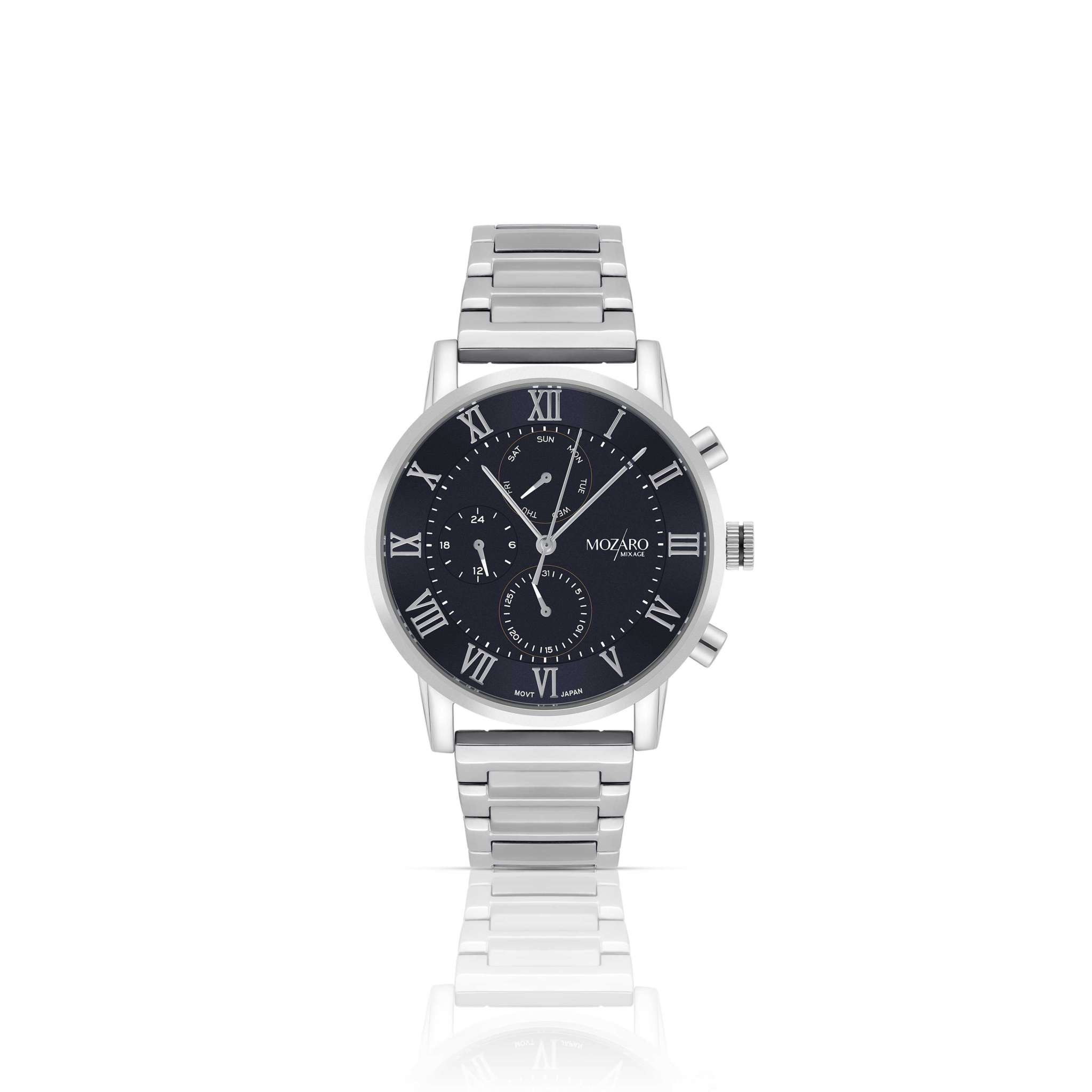 MOZRO MIXAGE Watch for Men With Blue Dial and Sliver Stainless Steel Strap MX-719351BS
