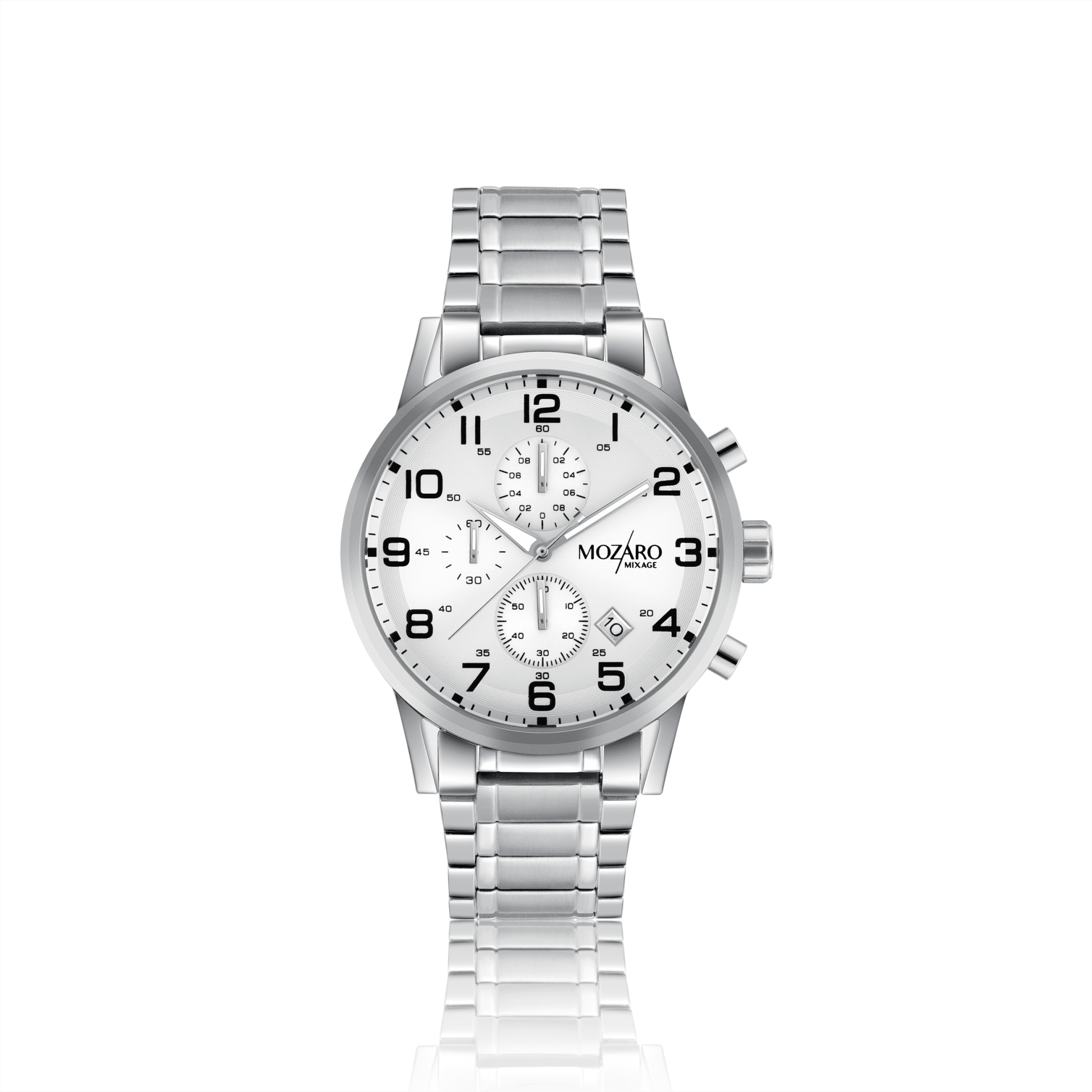 MOZARO MIXAGE Watch for Men with White Dial and Silver Stainless steel Strap MX-719357WS
