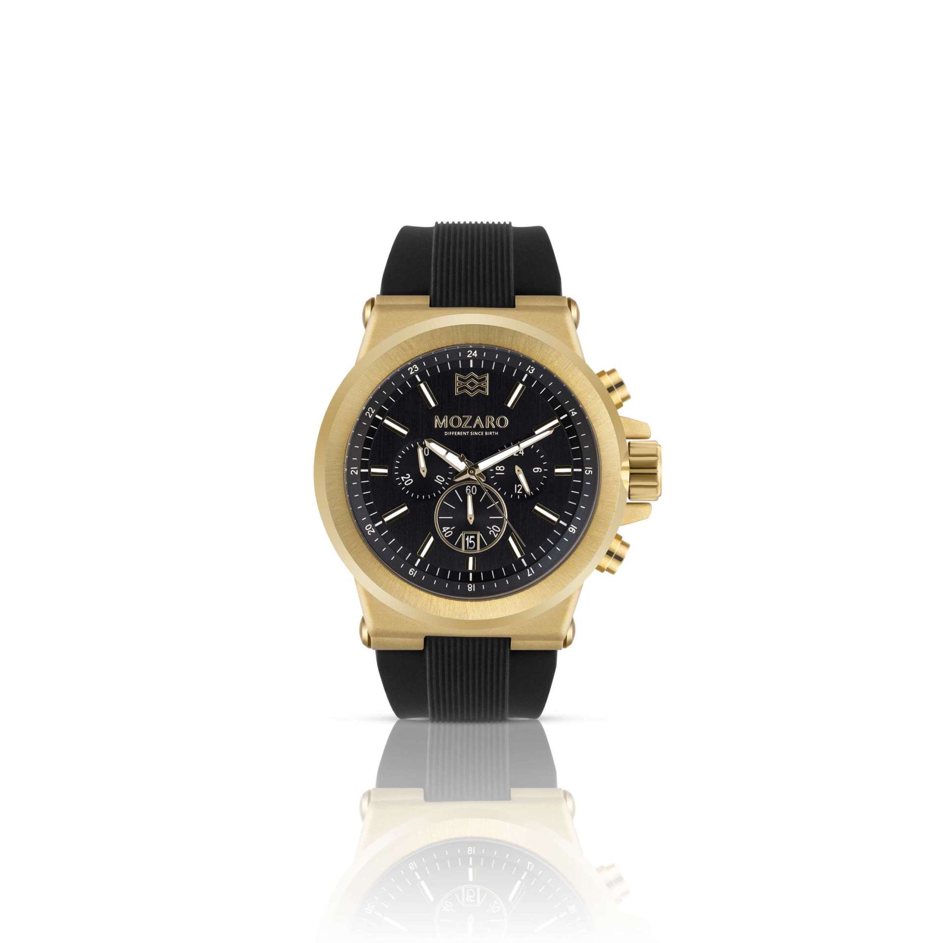 MOZARO Men's Black Dial Rubber Band Watch MO-71936BG