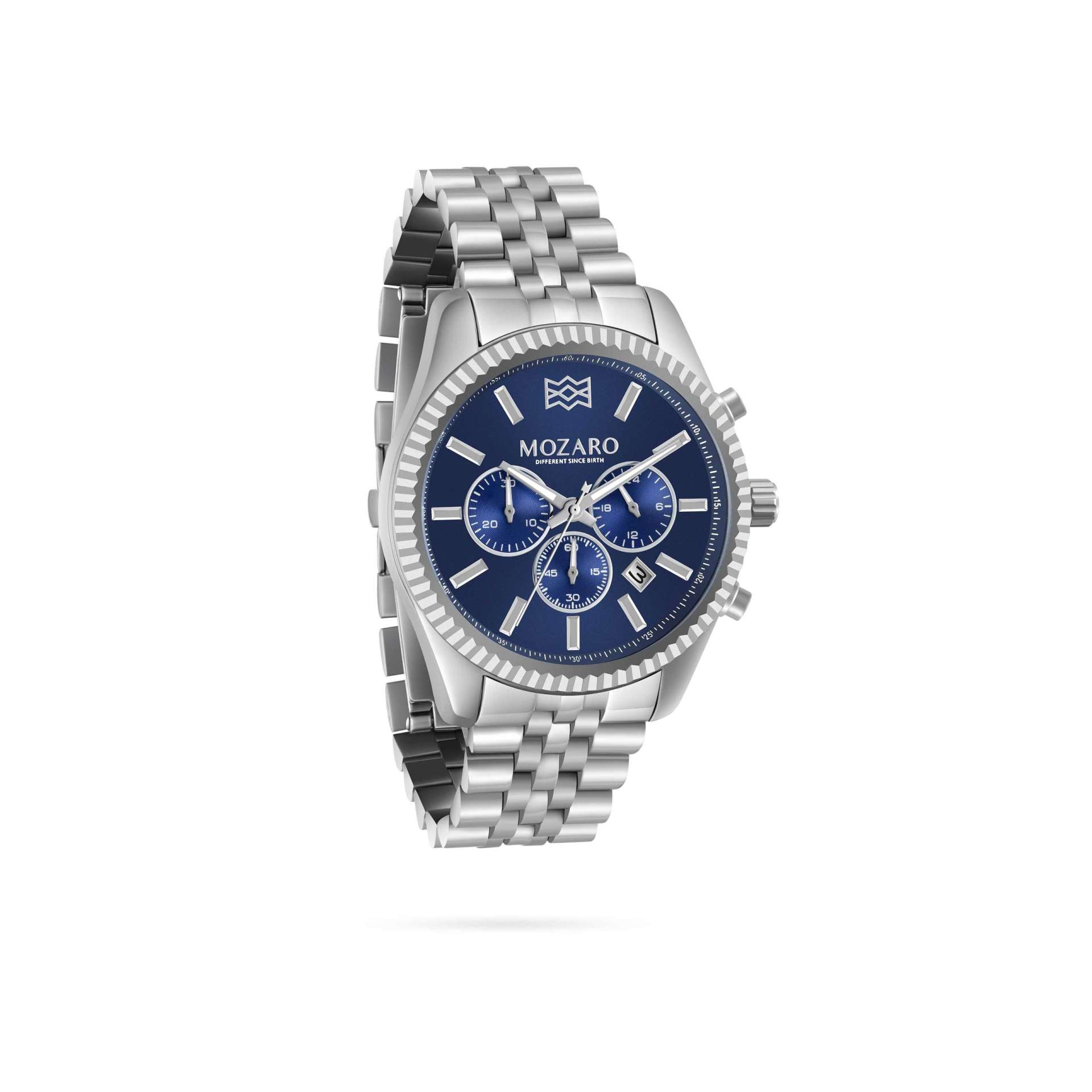 MOZARO Watch For Men with Blue Dial and Silver Stainless steel Strap MO-71932BLS