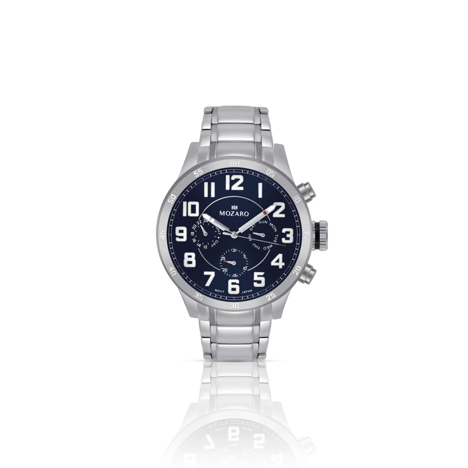 MOZARO Watch for Men with Blue Dial and Silver Stainless steel Strap MO-719366BLS