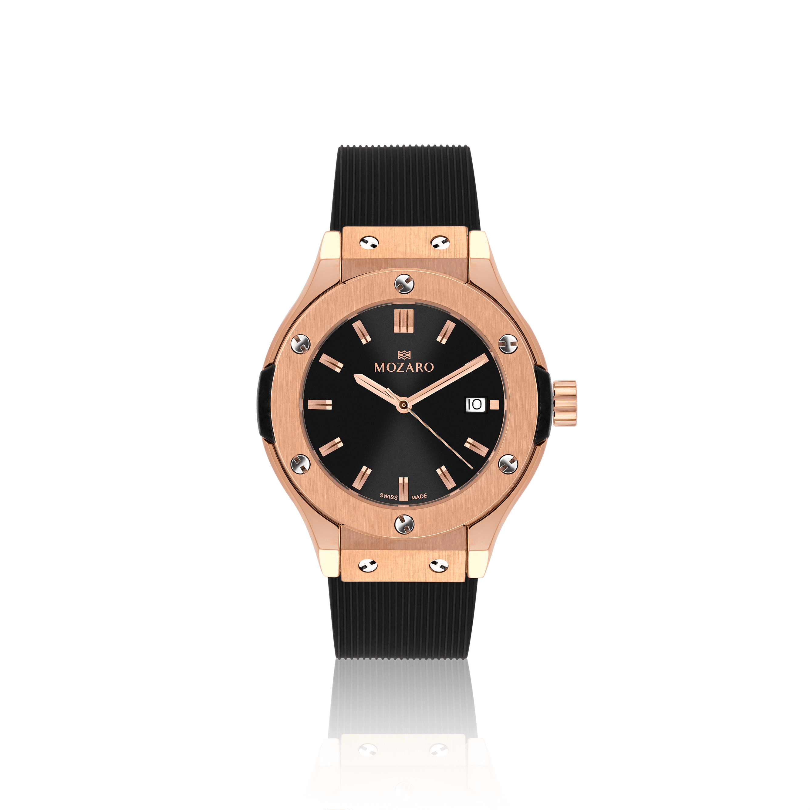 MOZARO Watch for women with Black Dial and Black Rubber MO-71931BRB