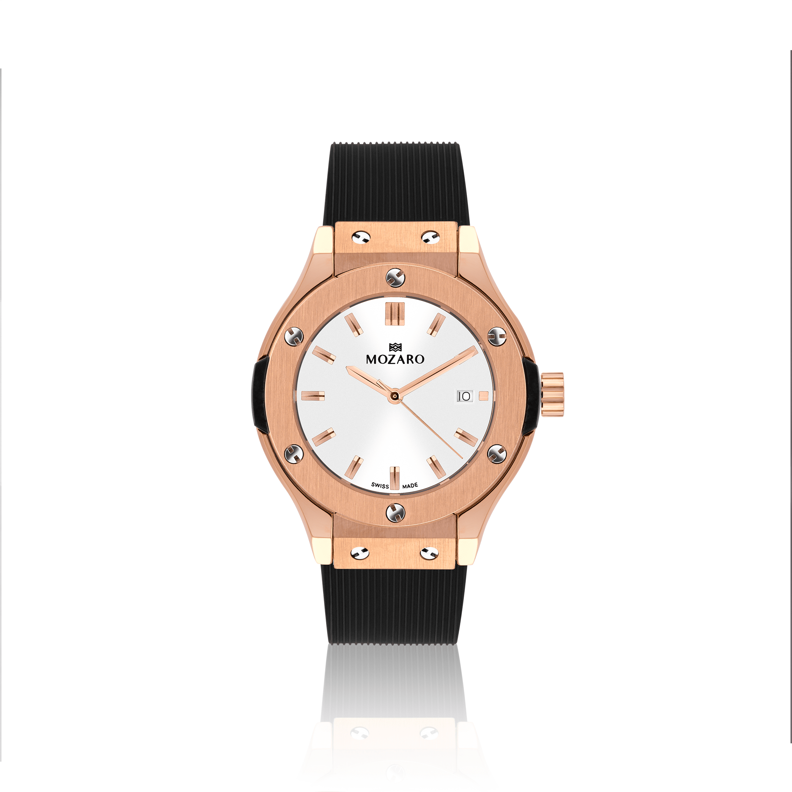 MOZARO Watch for women with white Dial and Black Rubber MO-71931FWRB