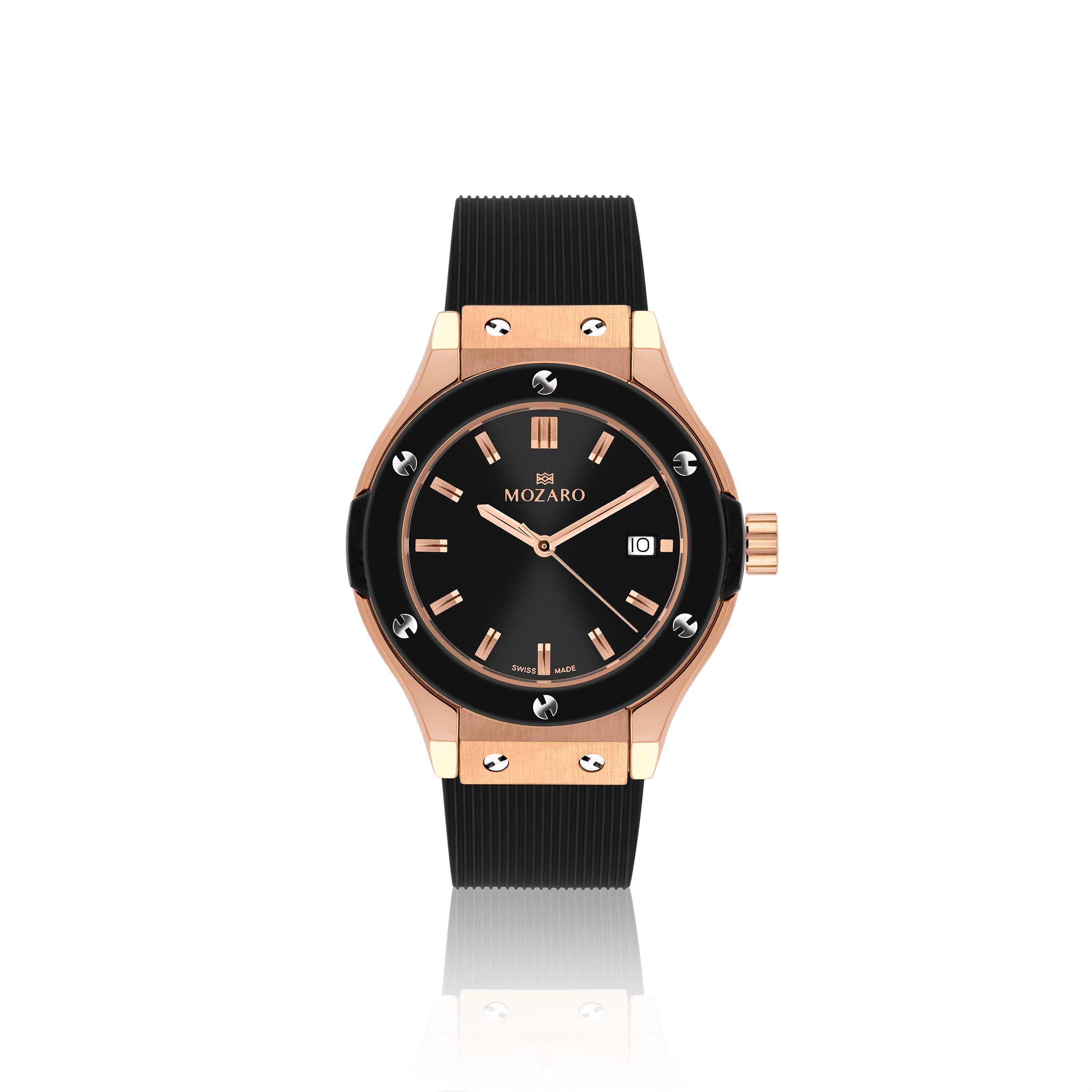 MOZARO Watch for women with Black Dial and Black Rubber MO-71931FBBRB