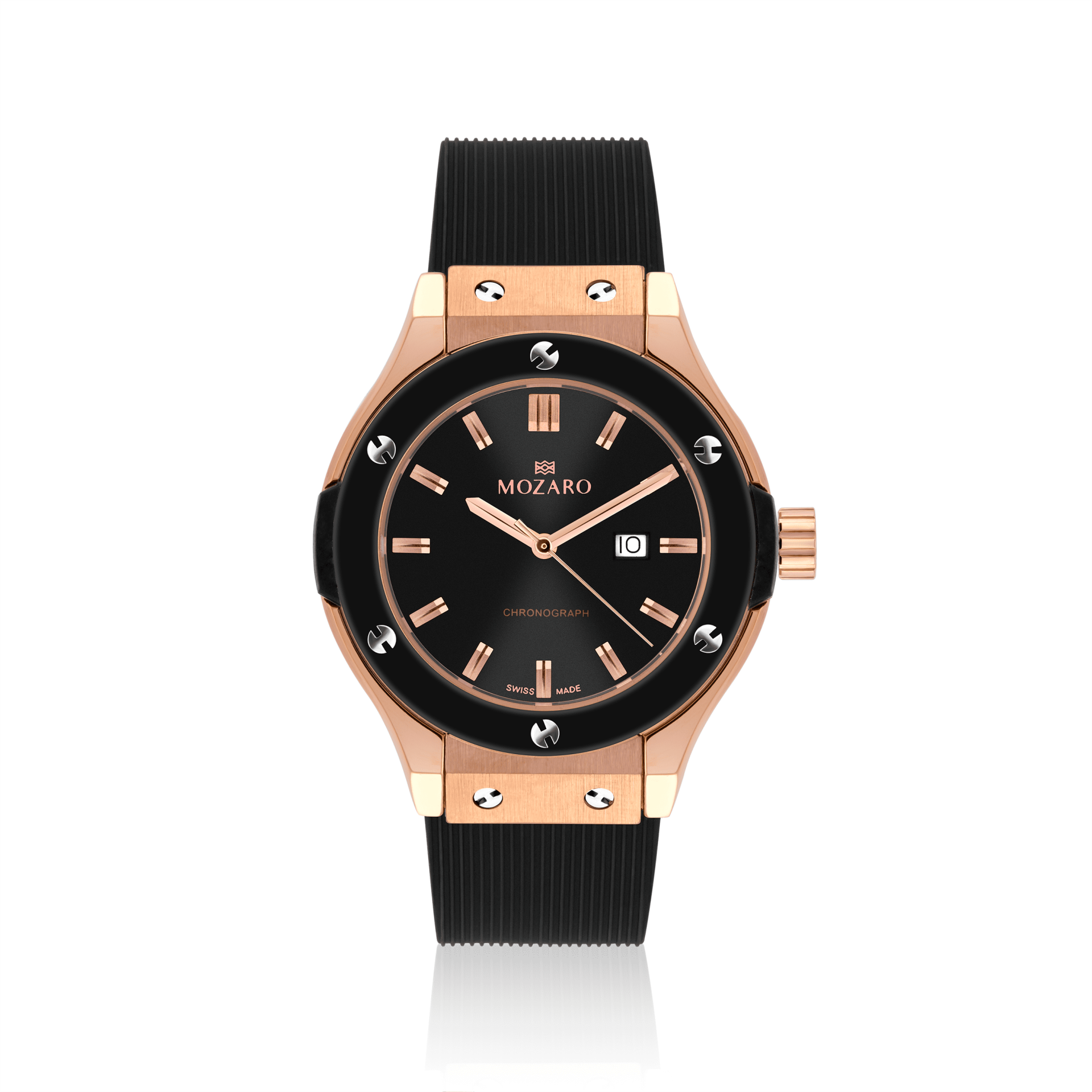 MOZARO Watch for men with Black Dial and Black Rubber MO-71931BBRB