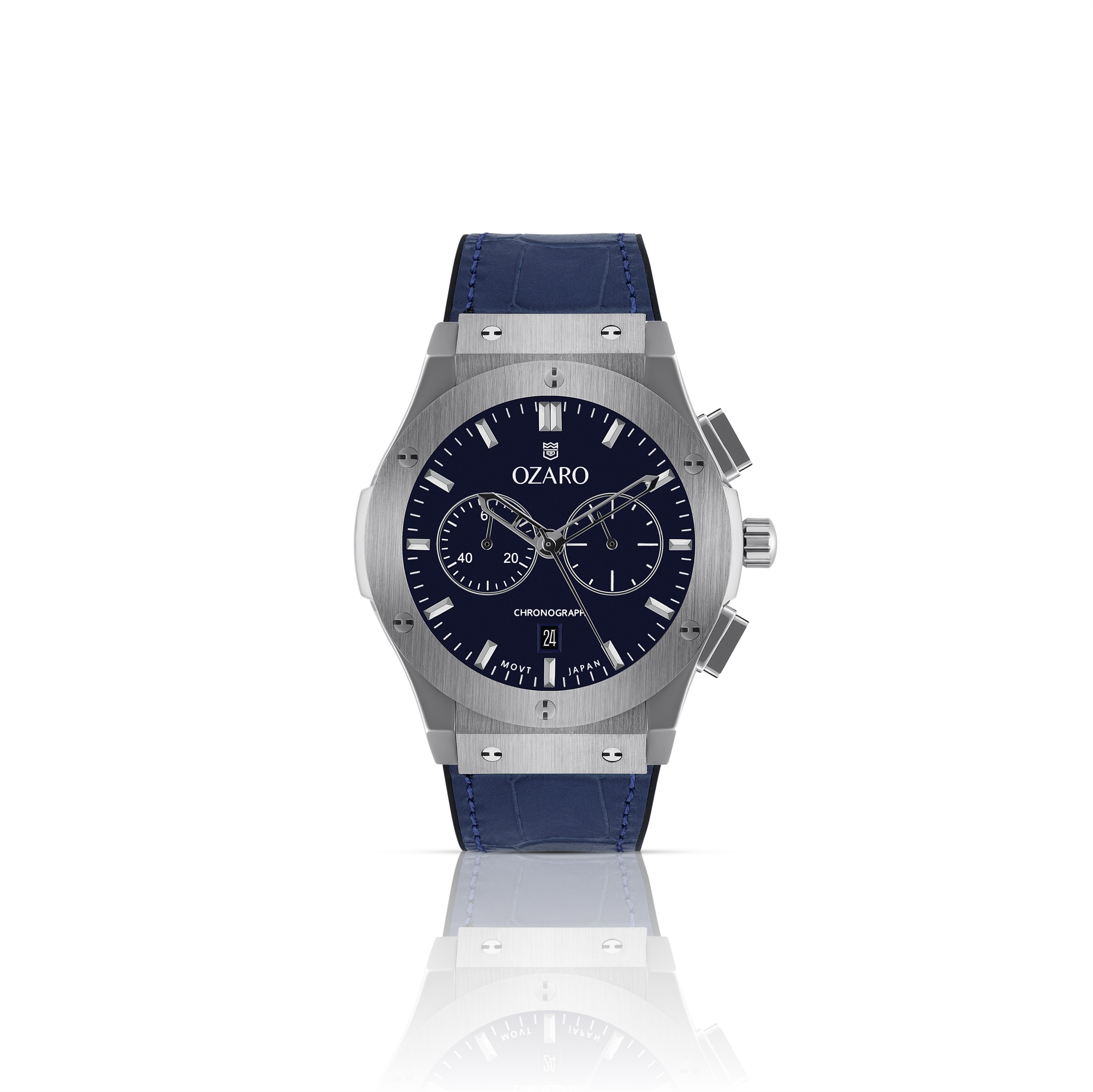OZARO Watch For Men with Blue Dial and Blue Leather OZ-71938