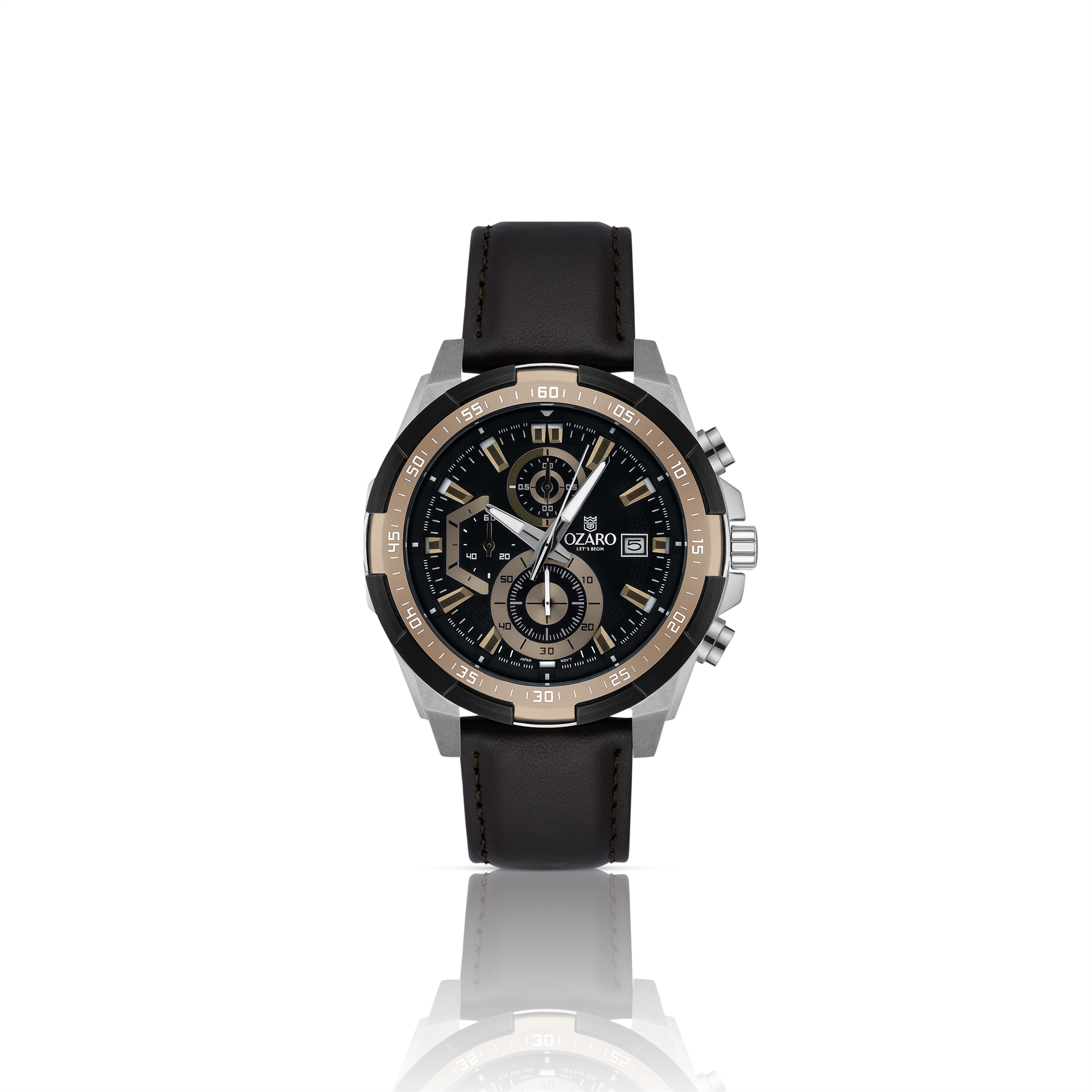 OZARO Watch For Men with Brown Dial and Brown Leather OZ-71706BBN