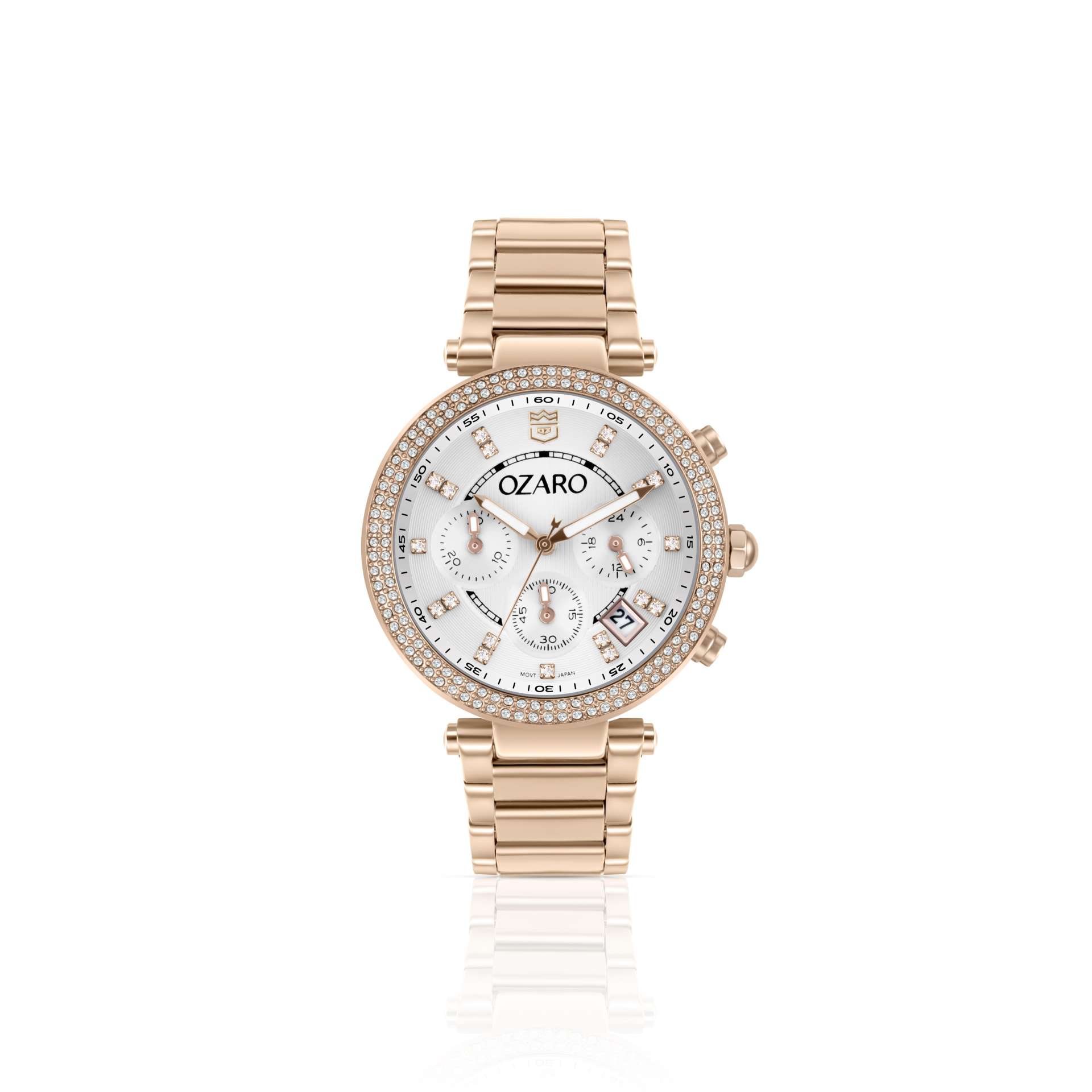 OZARO Watch for Women With White Dial and Rose Gold Stainless steel Strap OZ-71932WR