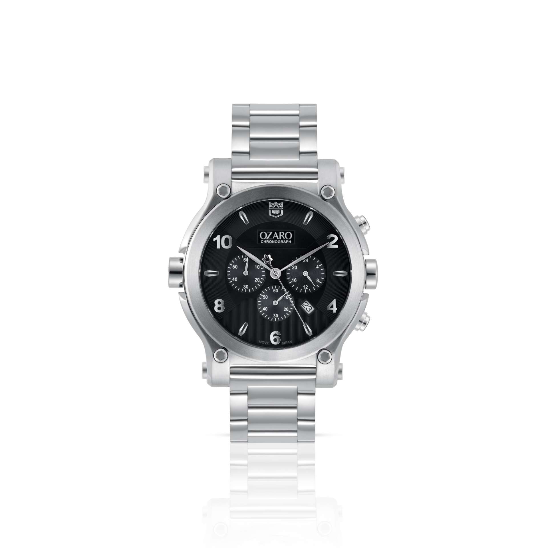 OZARO Watch for Men With Black Dial and Silver Stainless steel Strap OZ-71937MBS