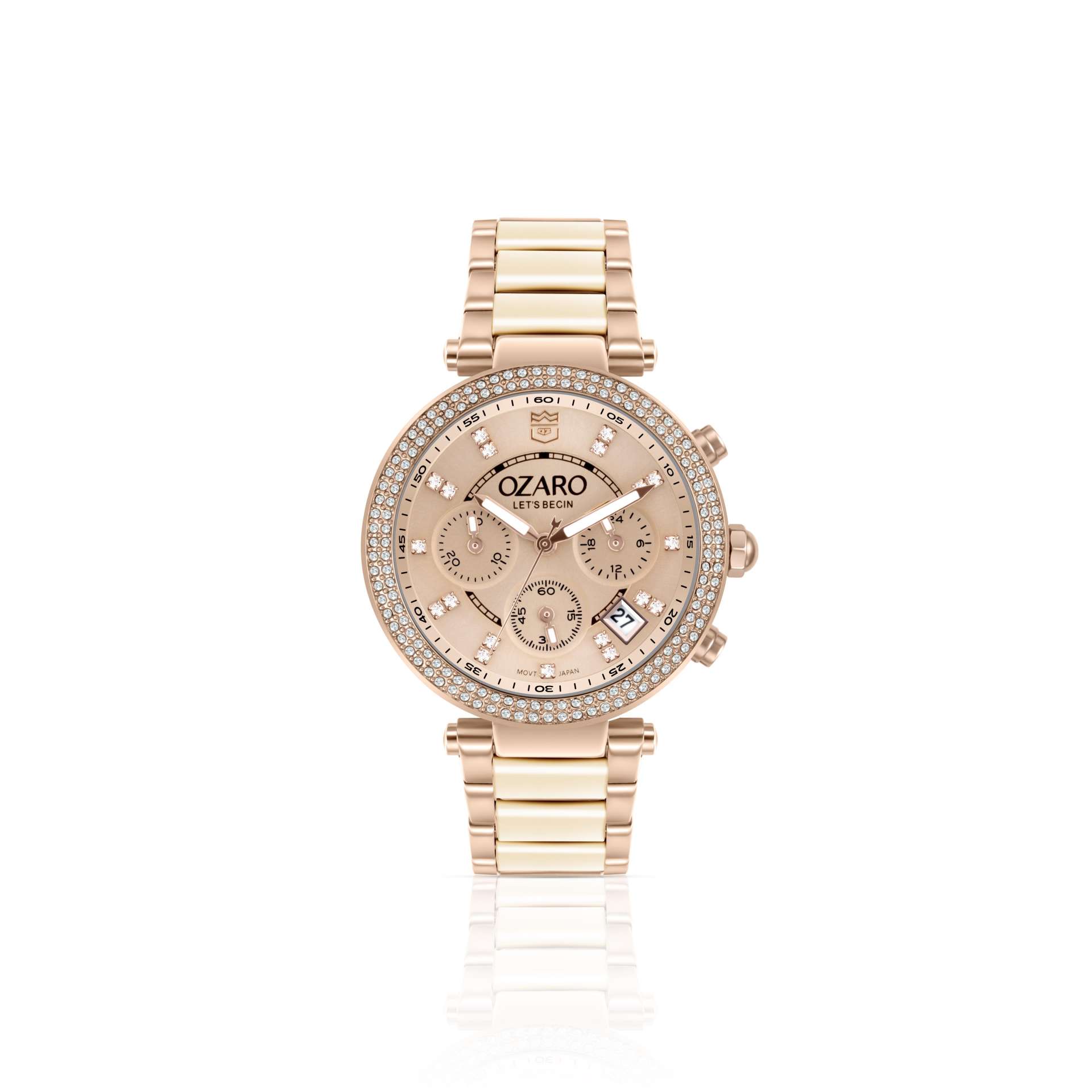 OZARO Watch for Women with Rose Gold Dial and Rose Gold Stainless steel Strap OZ-71932
