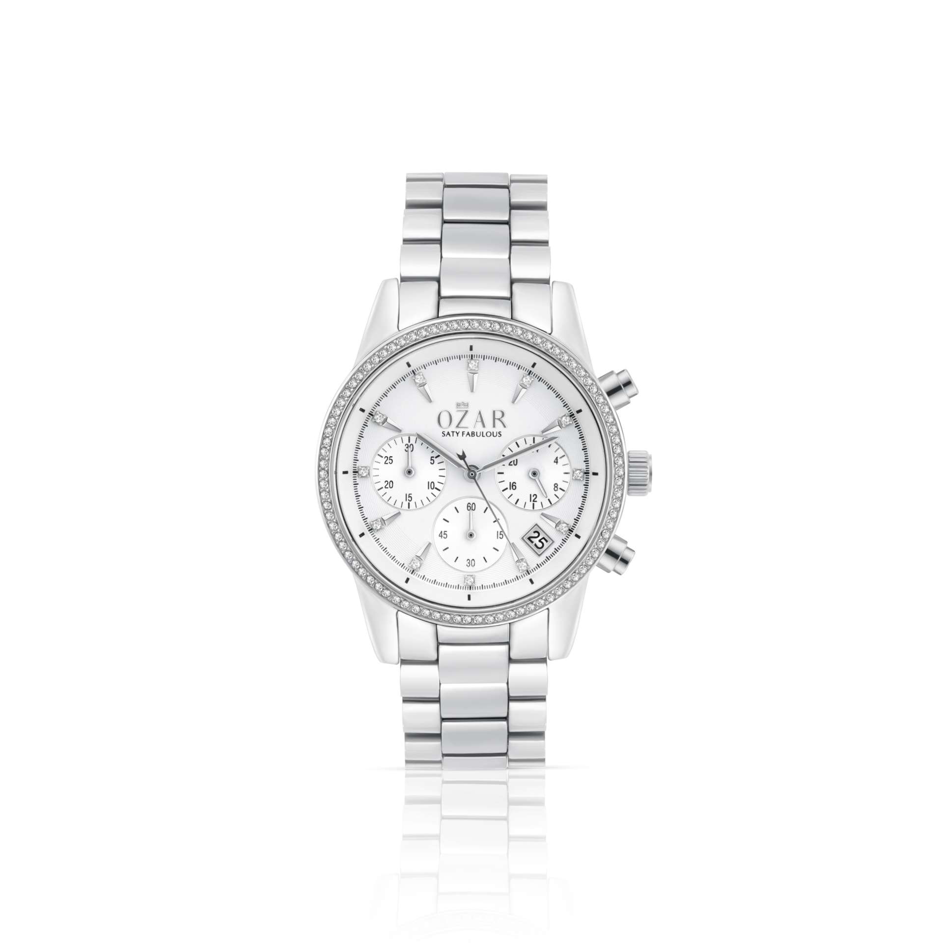 OZAR Watch for Women with White Dial and Silver Stainless steel Strap OR-71938WS
