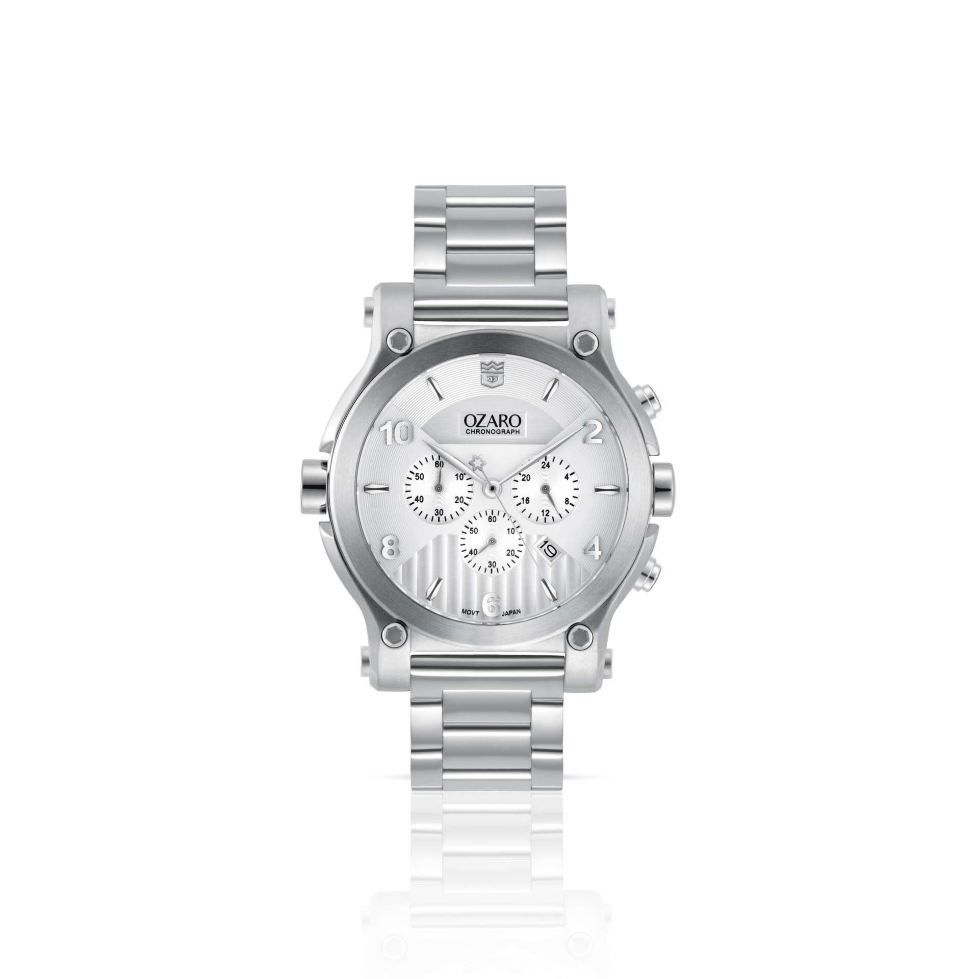 OZARO Watch for Men with White Dial and Silver Stainless steel Strap OZ-71937MWS