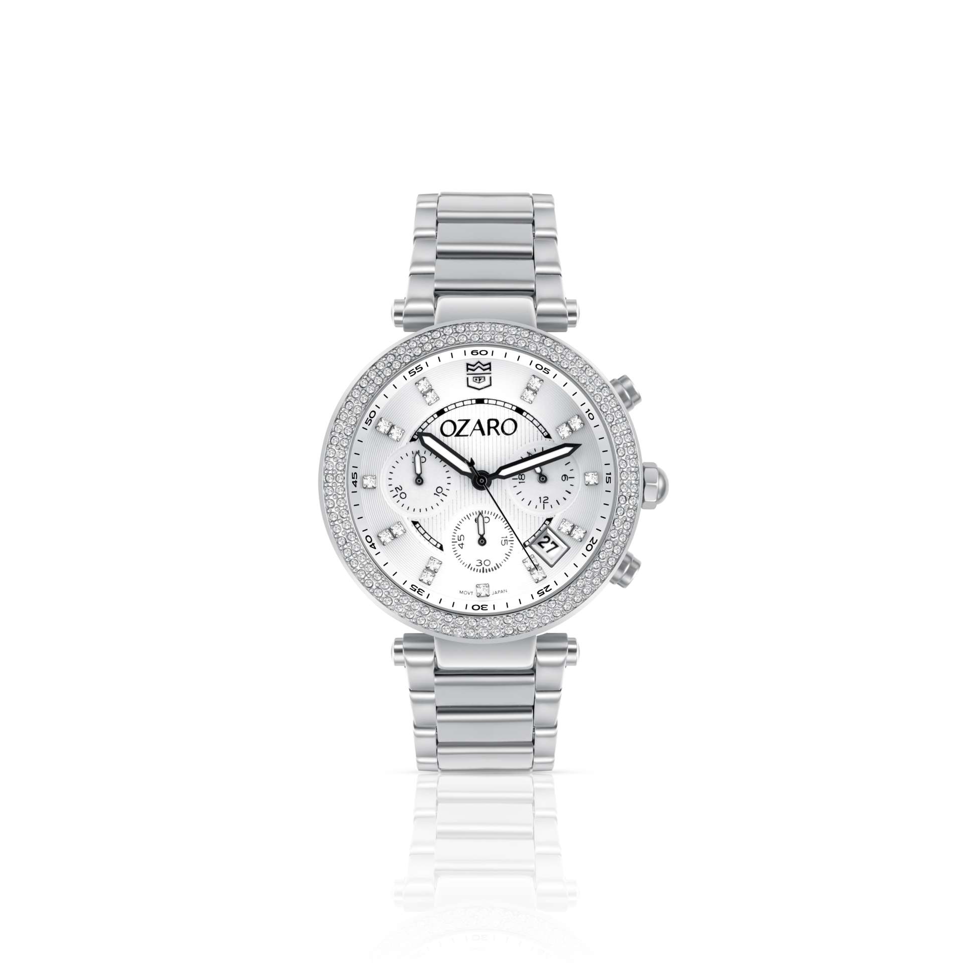 OZARO Watch for Women with White Dial and Silver Stainless steel Strap OZ-71932WS