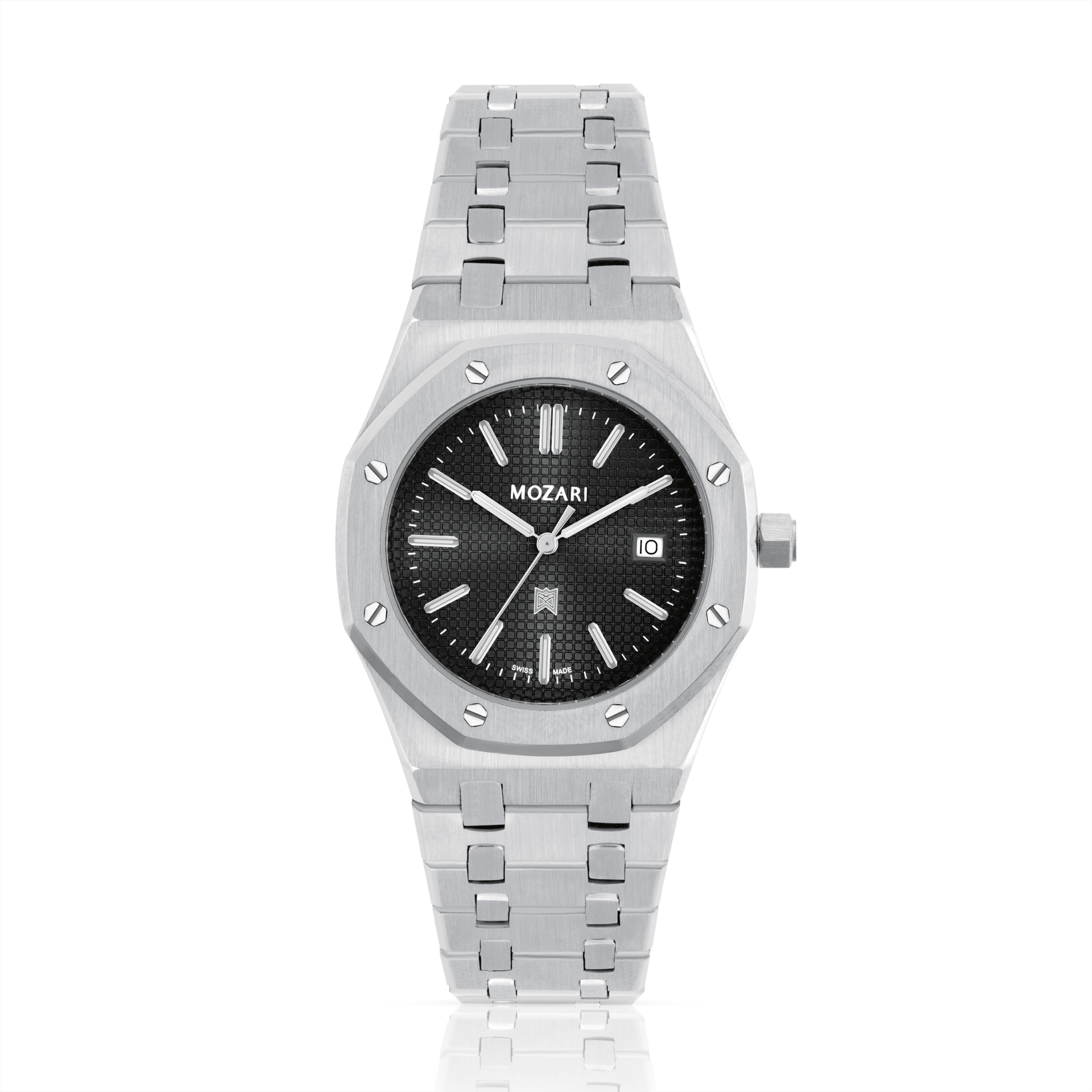 MOZARI Watch for MEN with Black Dial Silver Stainless Steel Strap M-71982BS