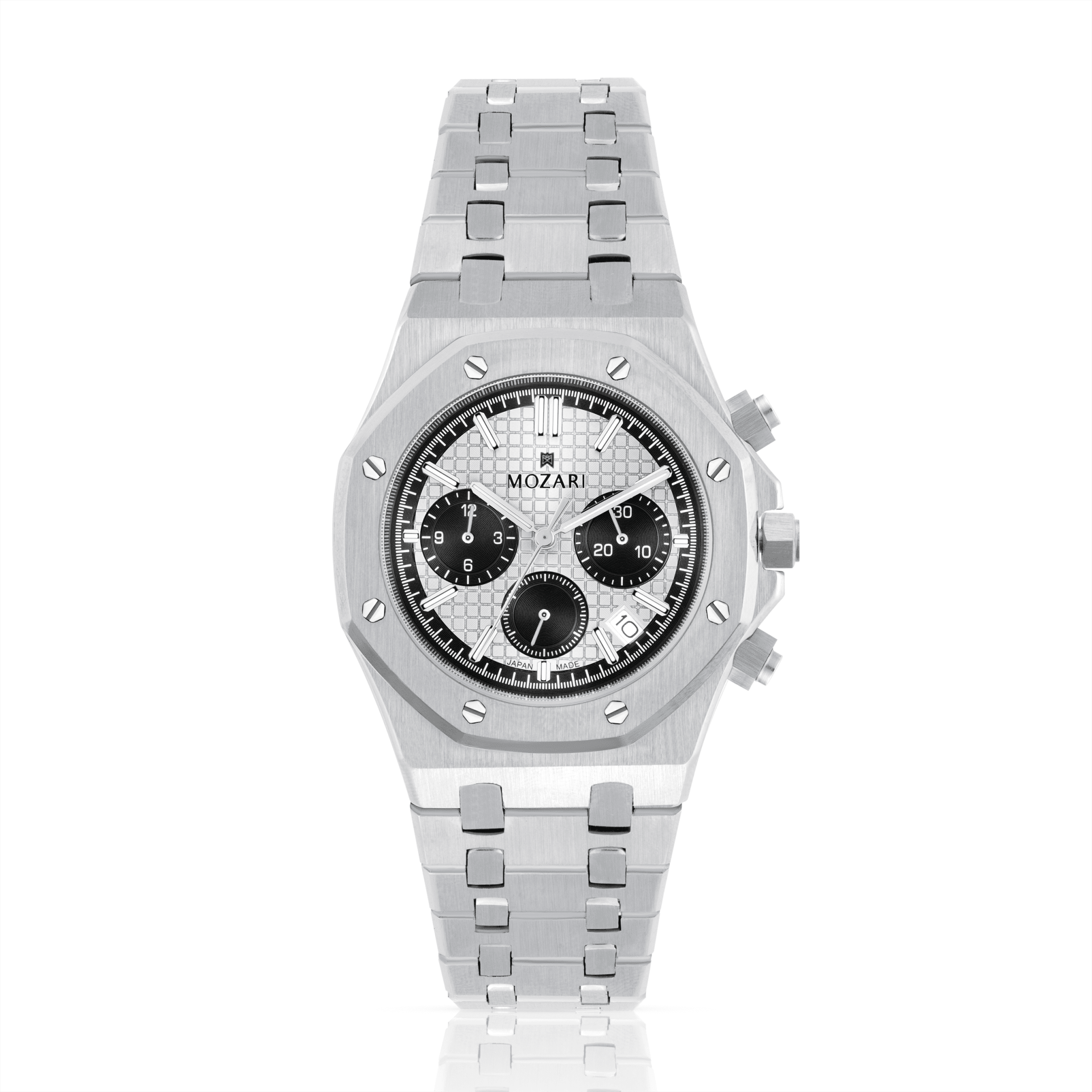 MOZARI Watch for MEN with White Dial Silver Stainless Steel Strap M-71983SBS