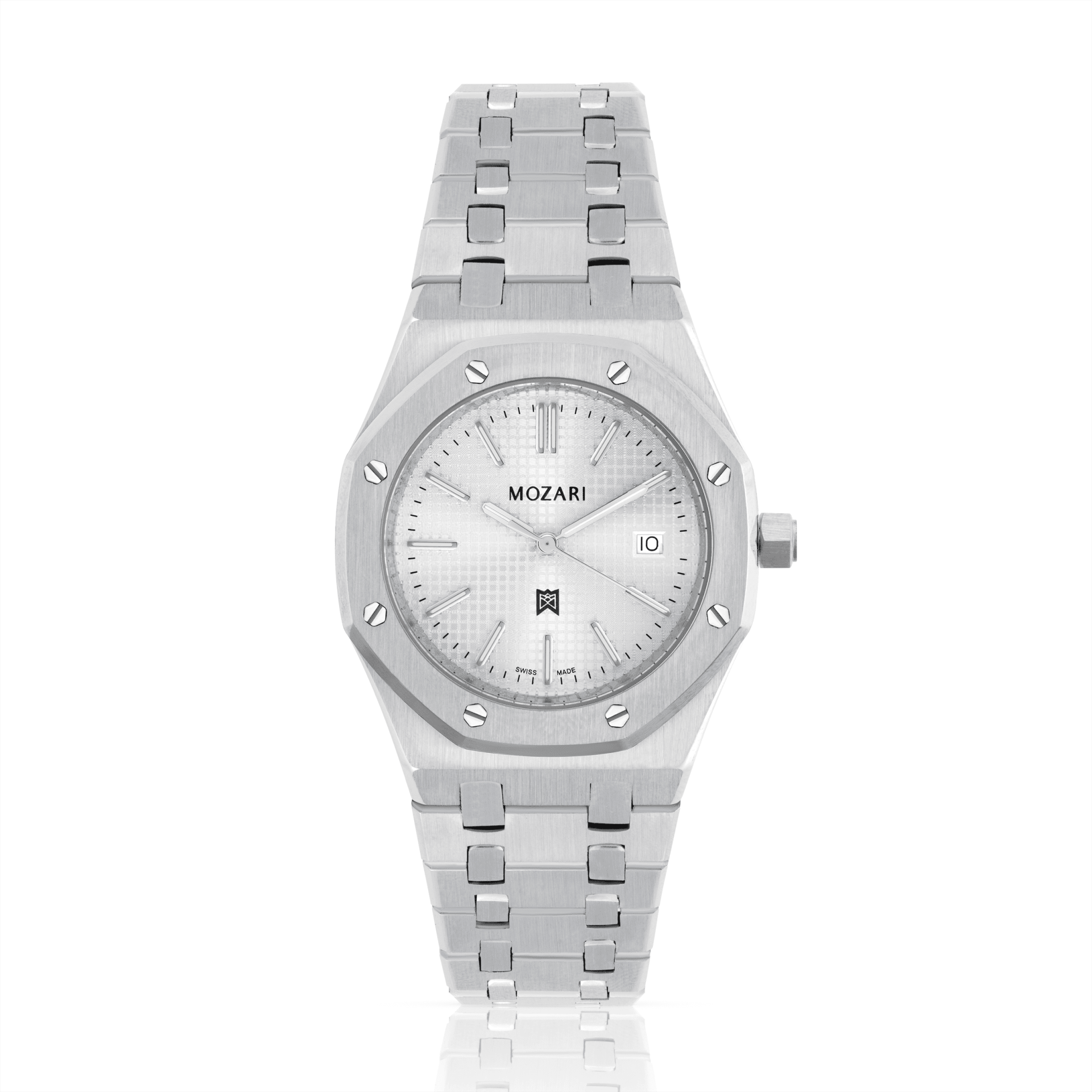 MOZARI Watch for MEN with White Dial Silver Stainless Steel Strap M-71982WS