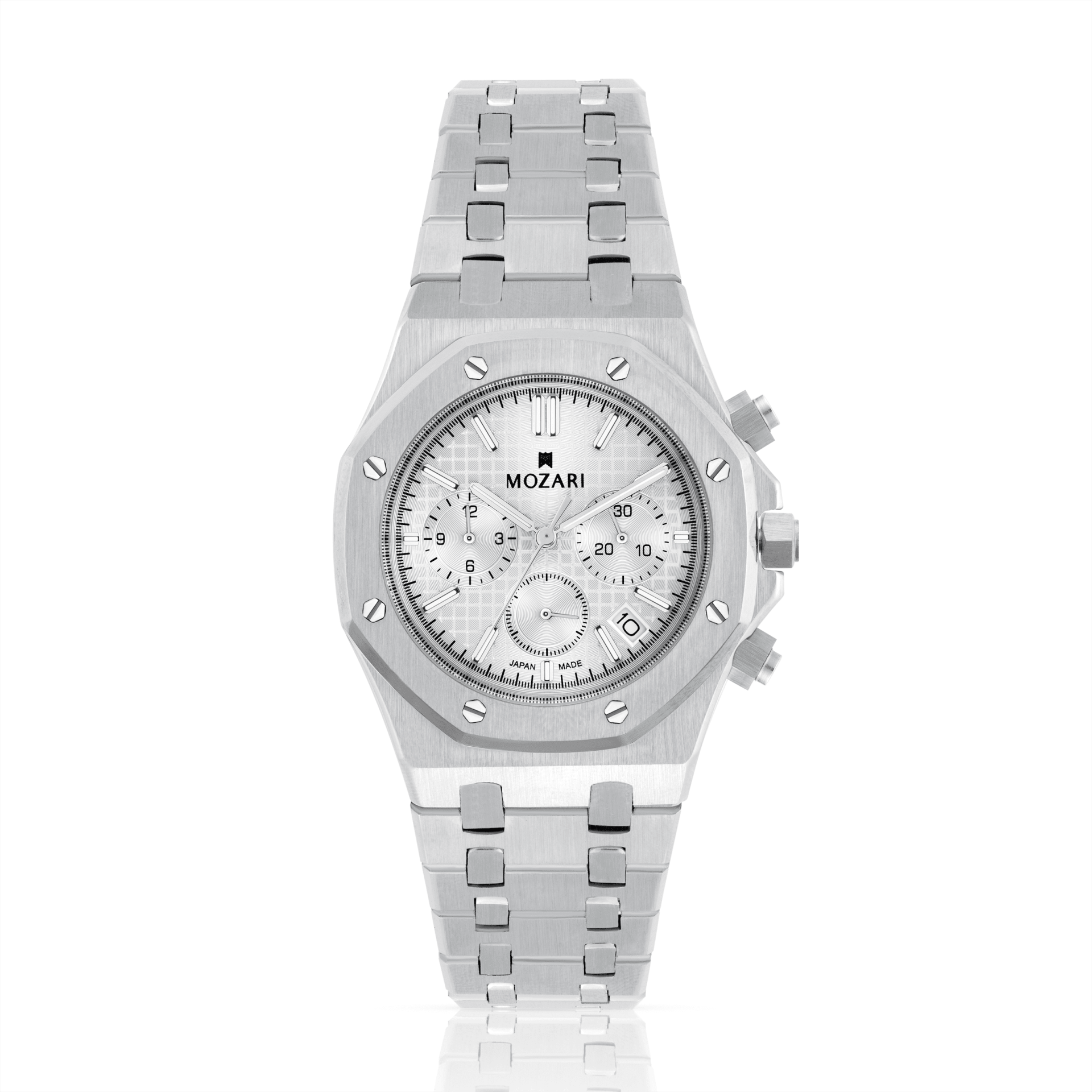 MOZARI Watch for MEN with White Dial Silver Stainless Steel Strap M-71983WSS