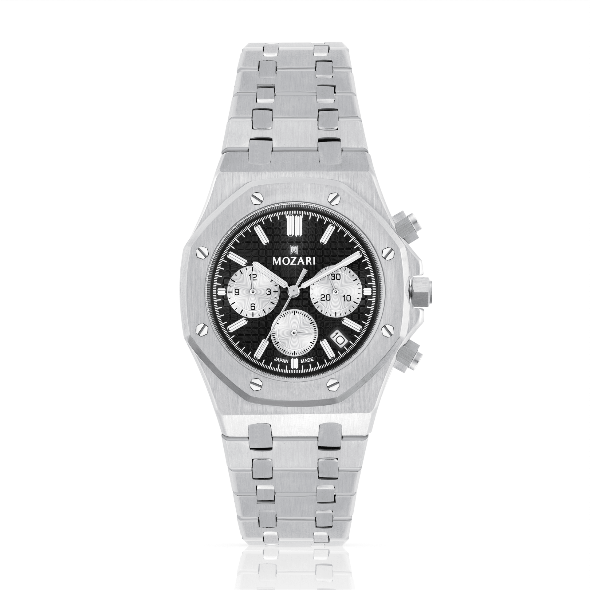 MOZARI Watch for MEN with Black Dial Silver Stainless Steel Strap M-71983BSS