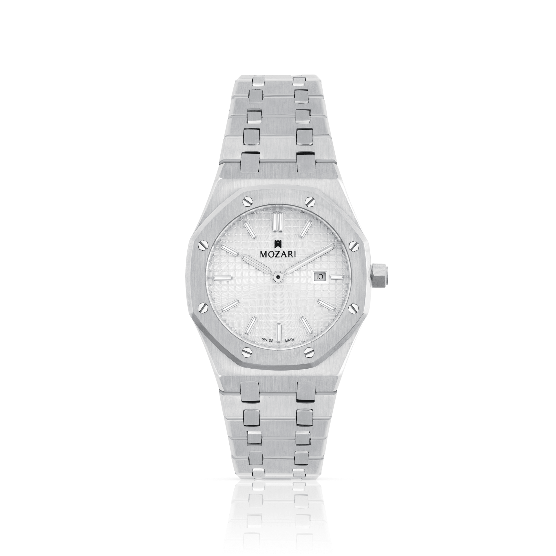 MOZARI Watch for Women with white Dial and silver Stainless Steel Strap M-71981WS