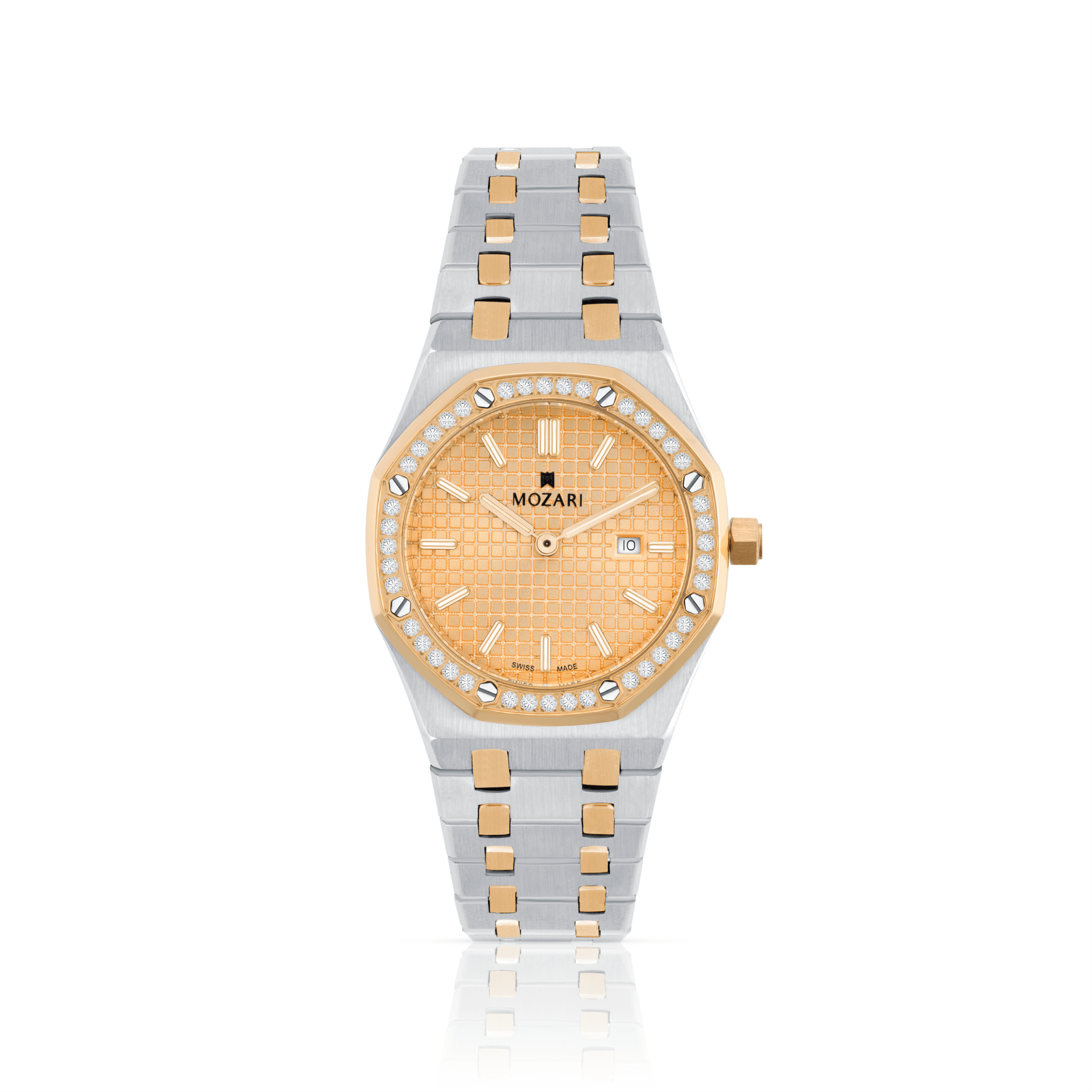 MOZARI Watch for Women with gold  Dial and silver with GOLD Stainless Steel Strap M-71981GSG