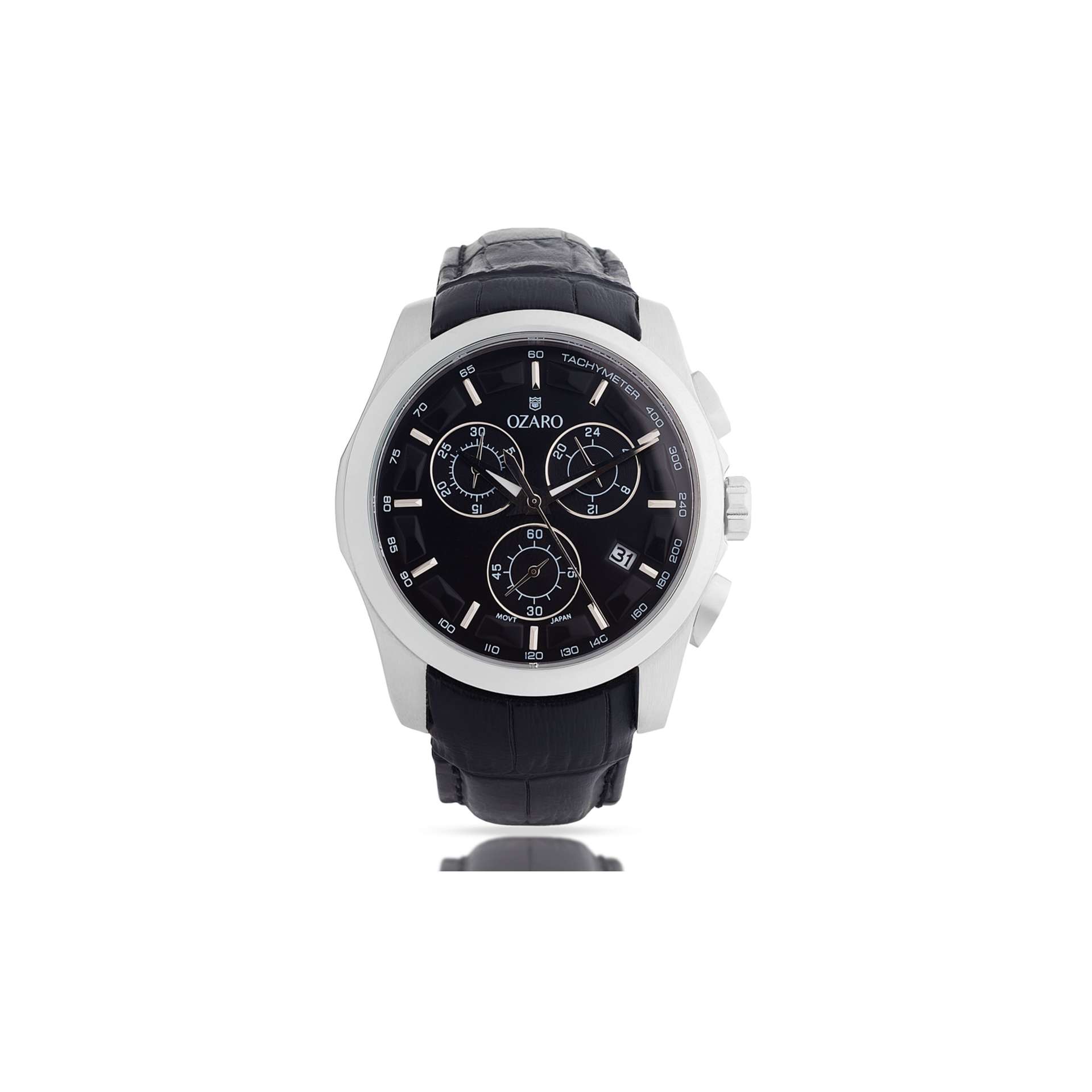 OZARO Watch for Men with black Dial and Black Leather OZ-719tlbb